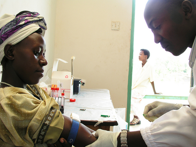 A patient receives an HIV test. 
