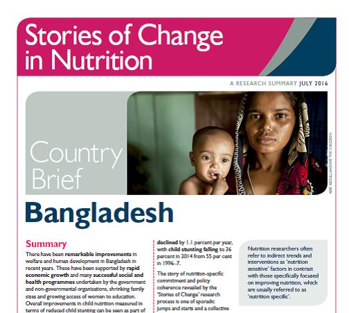 Stories of change in nutrition: country briefs available